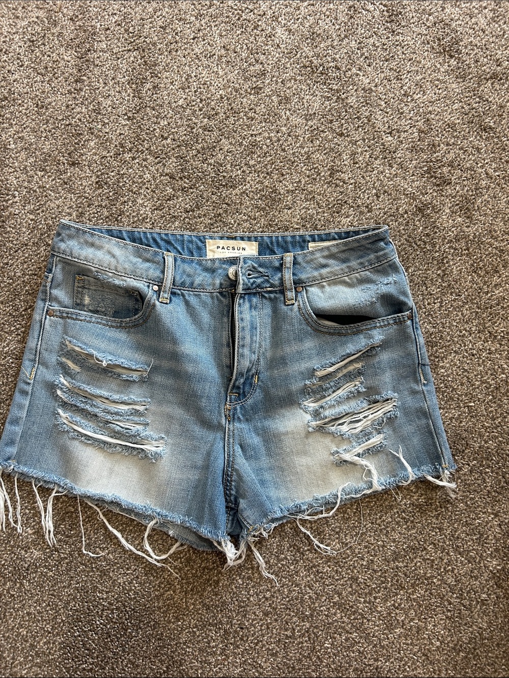 PacSun Light Blue Distressed Denim Cutoff Shorts